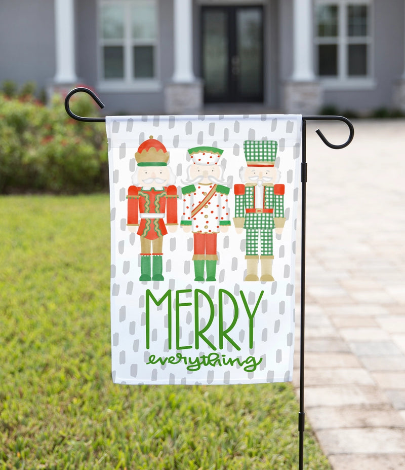 Garden Flag - Merry Everything Nutcrackers Green