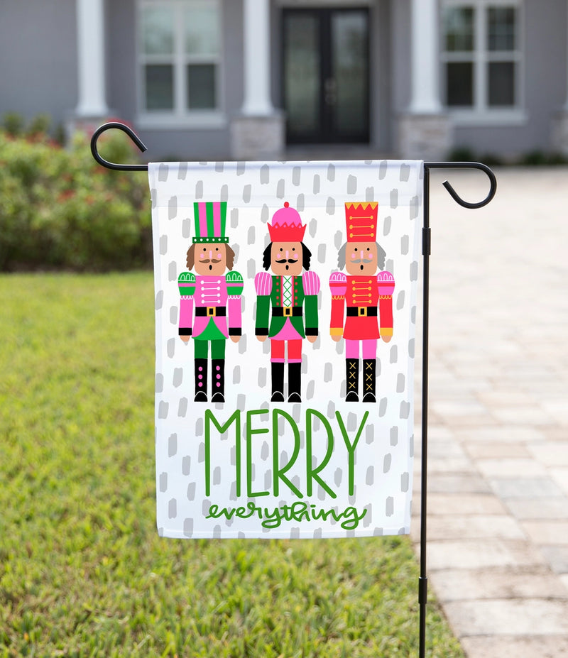 Garden Flag - Merry Everything Nutcrackers Pink