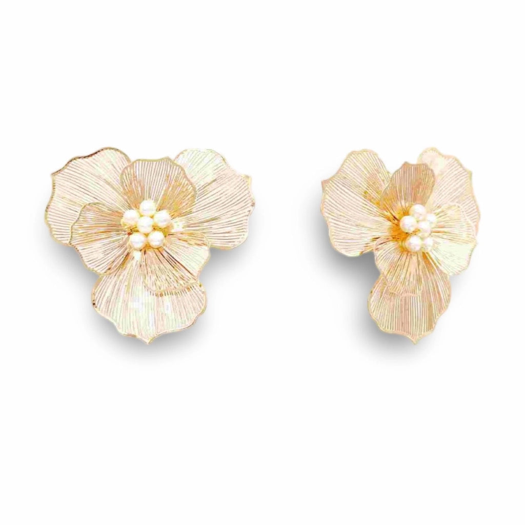 Gold + Pearl Flower Earrings