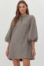 Georgia Houndstooth Dress in Black