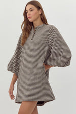 Georgia Houndstooth Dress in Black