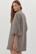 Georgia Houndstooth Dress in Black