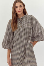 Georgia Houndstooth Dress in Black