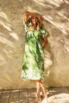 Garden Party Midi Dress in Green