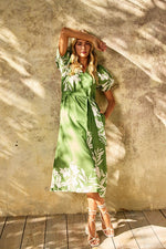 Garden Party Midi Dress in Green