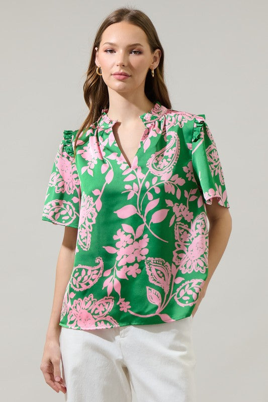 Signature Look Top in Pink & Green