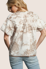 Can’t Miss This Toile Print Top in Latte