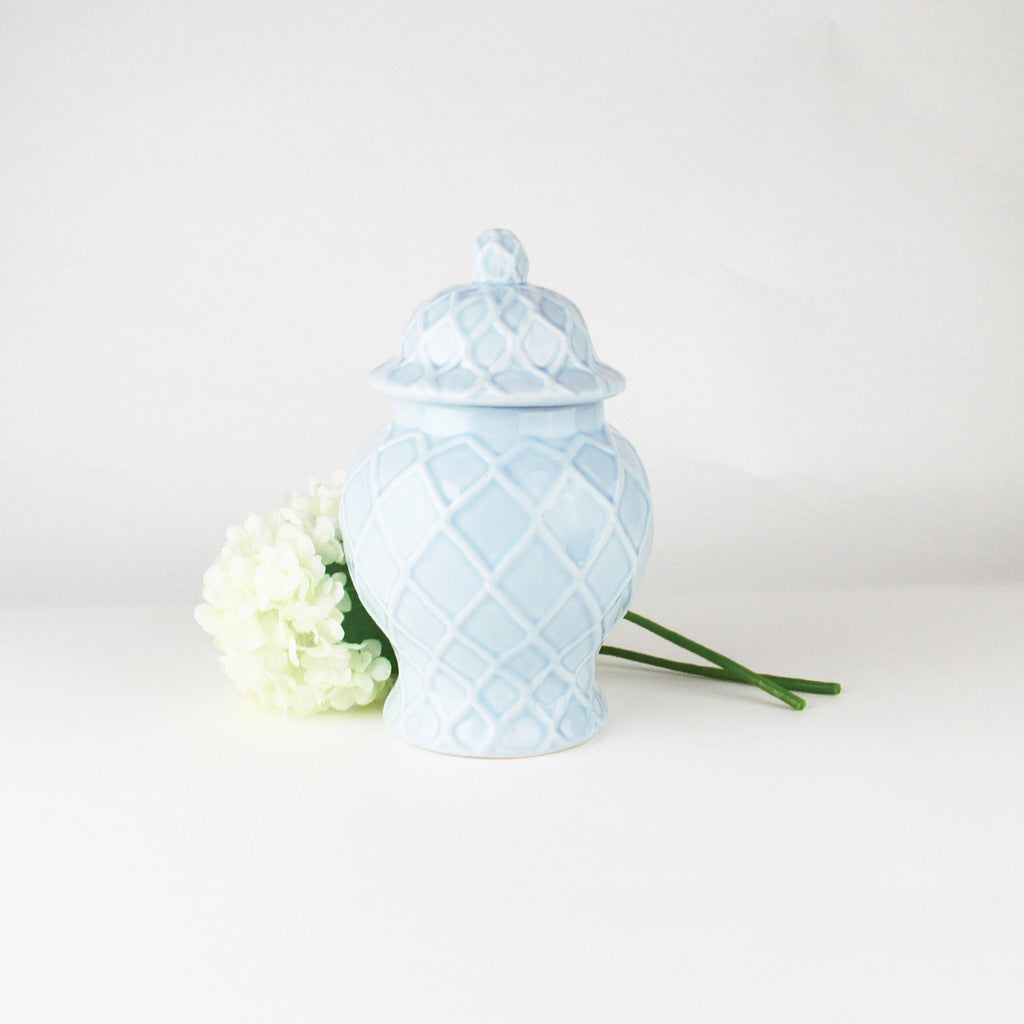 Light Blue Textured Ginger Jar - Small