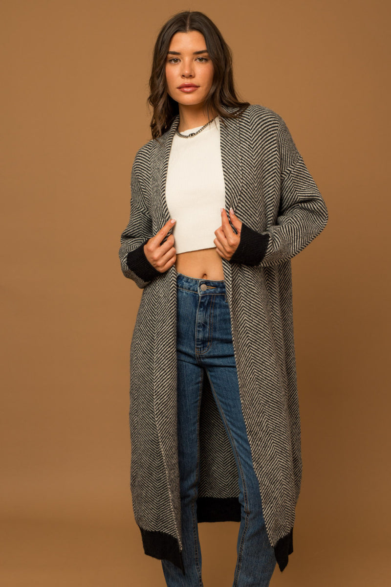 Keep You Warm Herringbone Cardigan