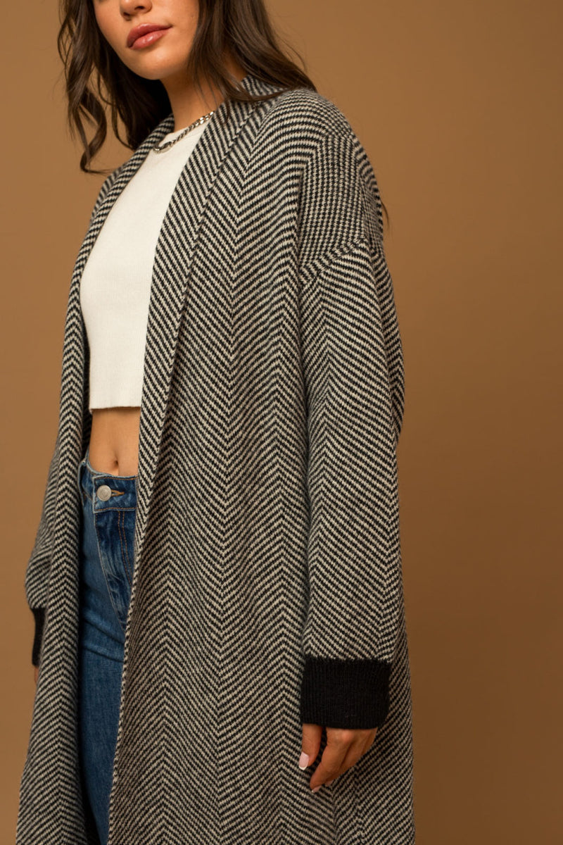 Keep You Warm Herringbone Cardigan