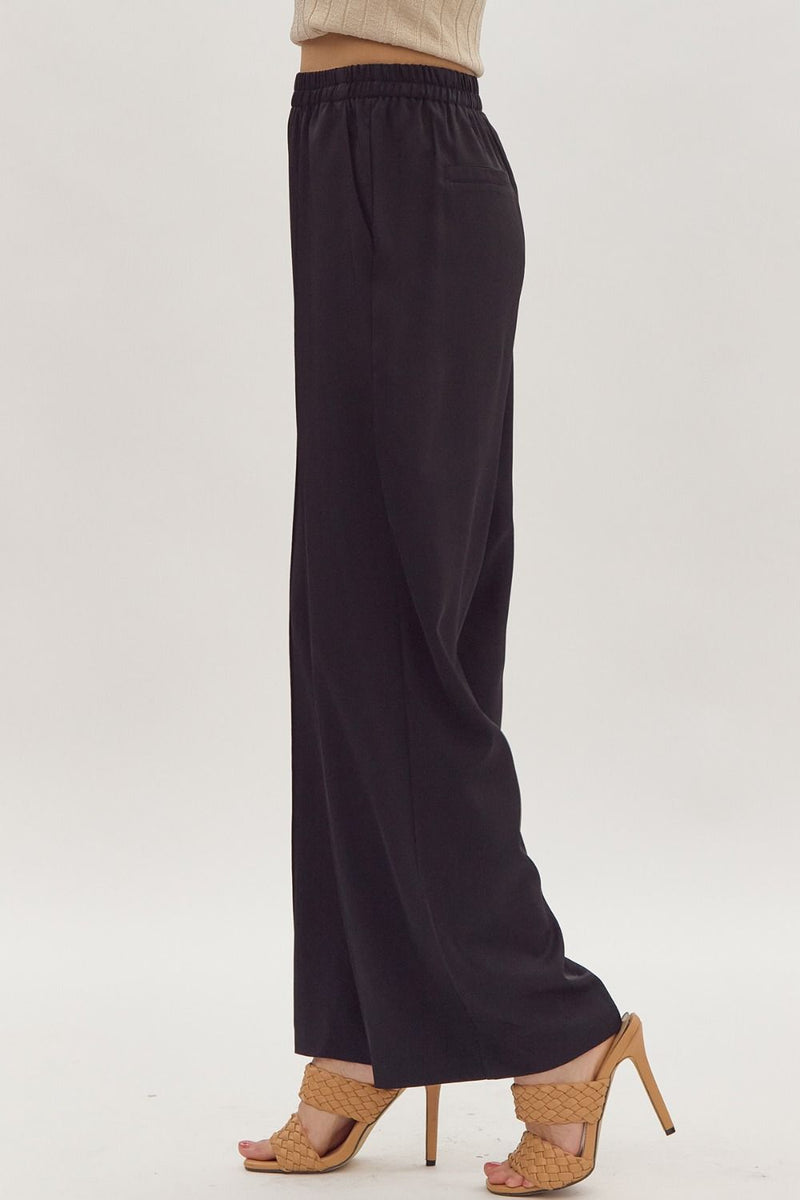 Take A Walk Wide Leg Trousers in Black