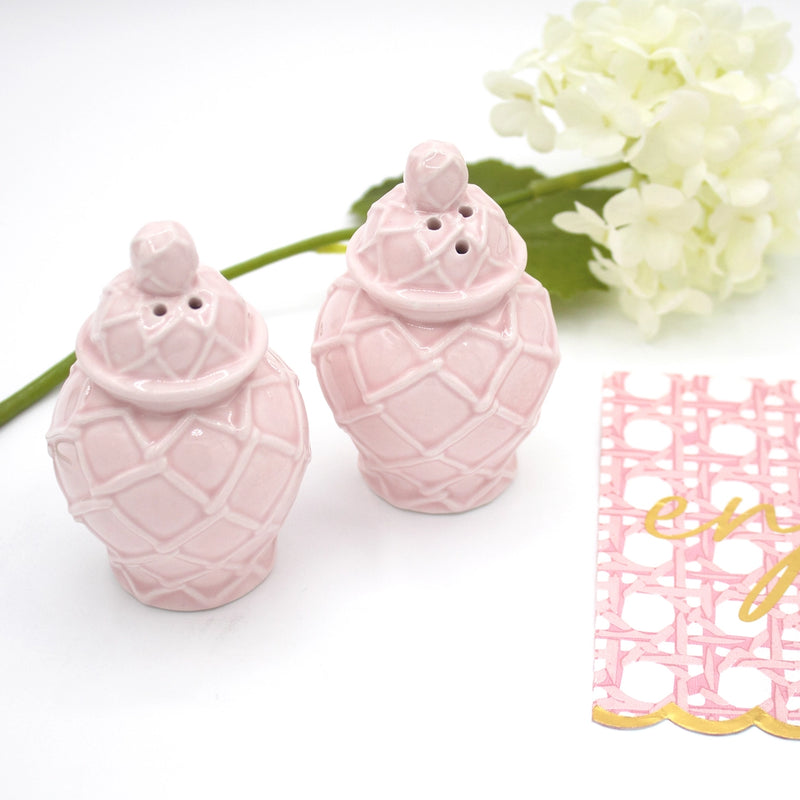 Pink Textured Jar Salt & Pepper Shaker Boxed Set