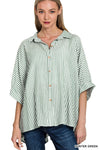 Always The Answer Button Down Top in Green