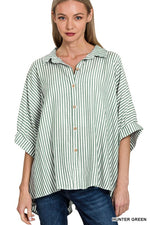 Always The Answer Button Down Top in Green