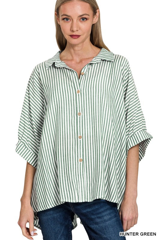 Always The Answer Button Down Top in Green
