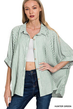 Always The Answer Button Down Top in Green