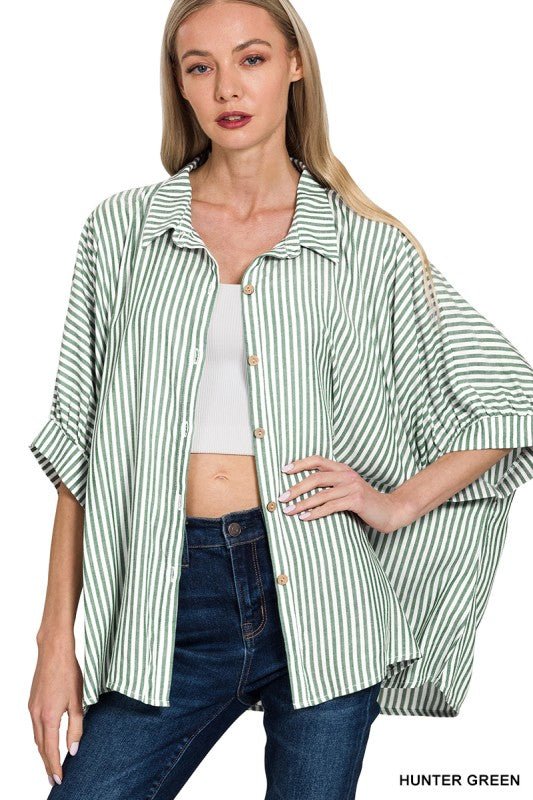 Always The Answer Button Down Top in Green