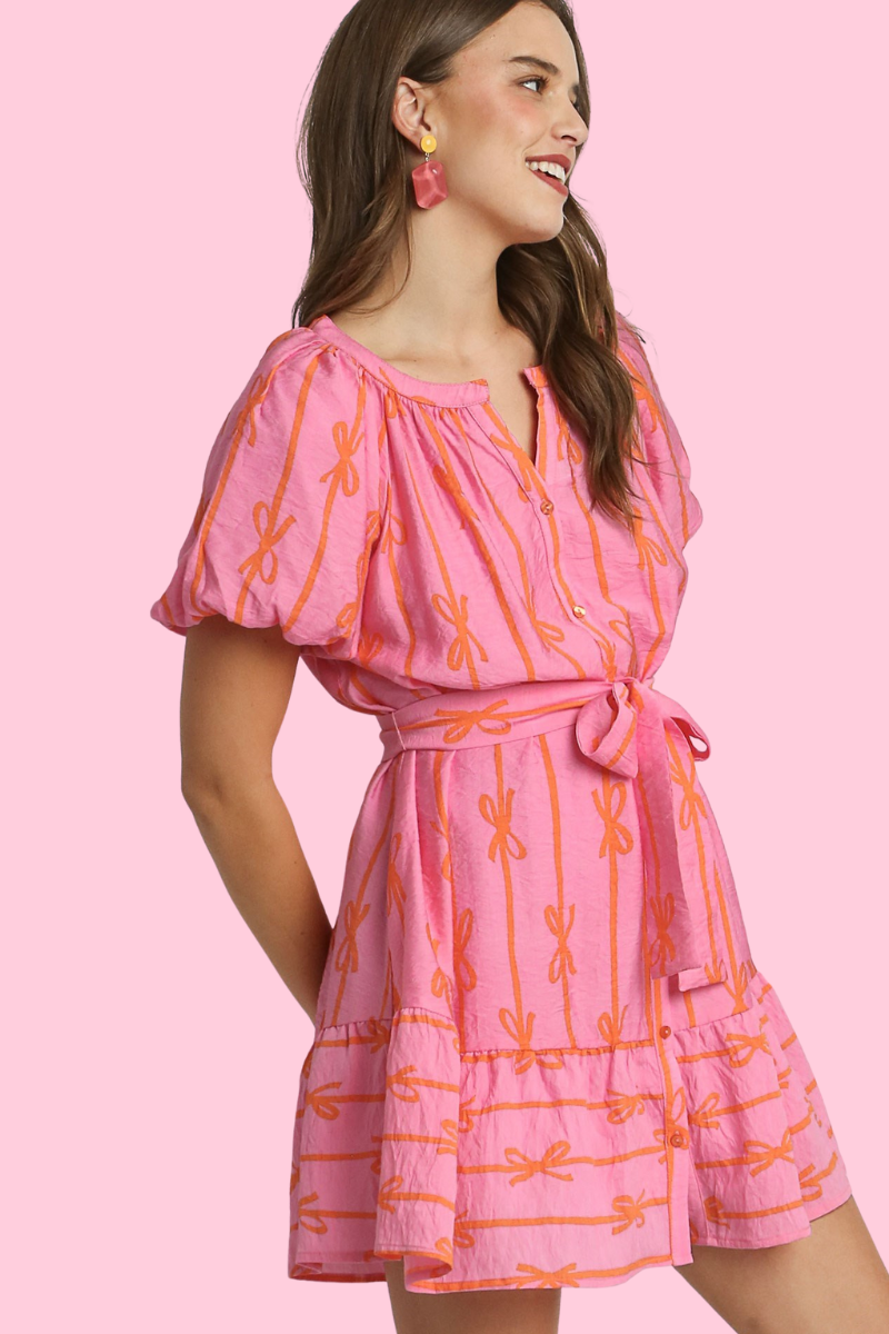 Coquette Bow Tie Dress in Pink