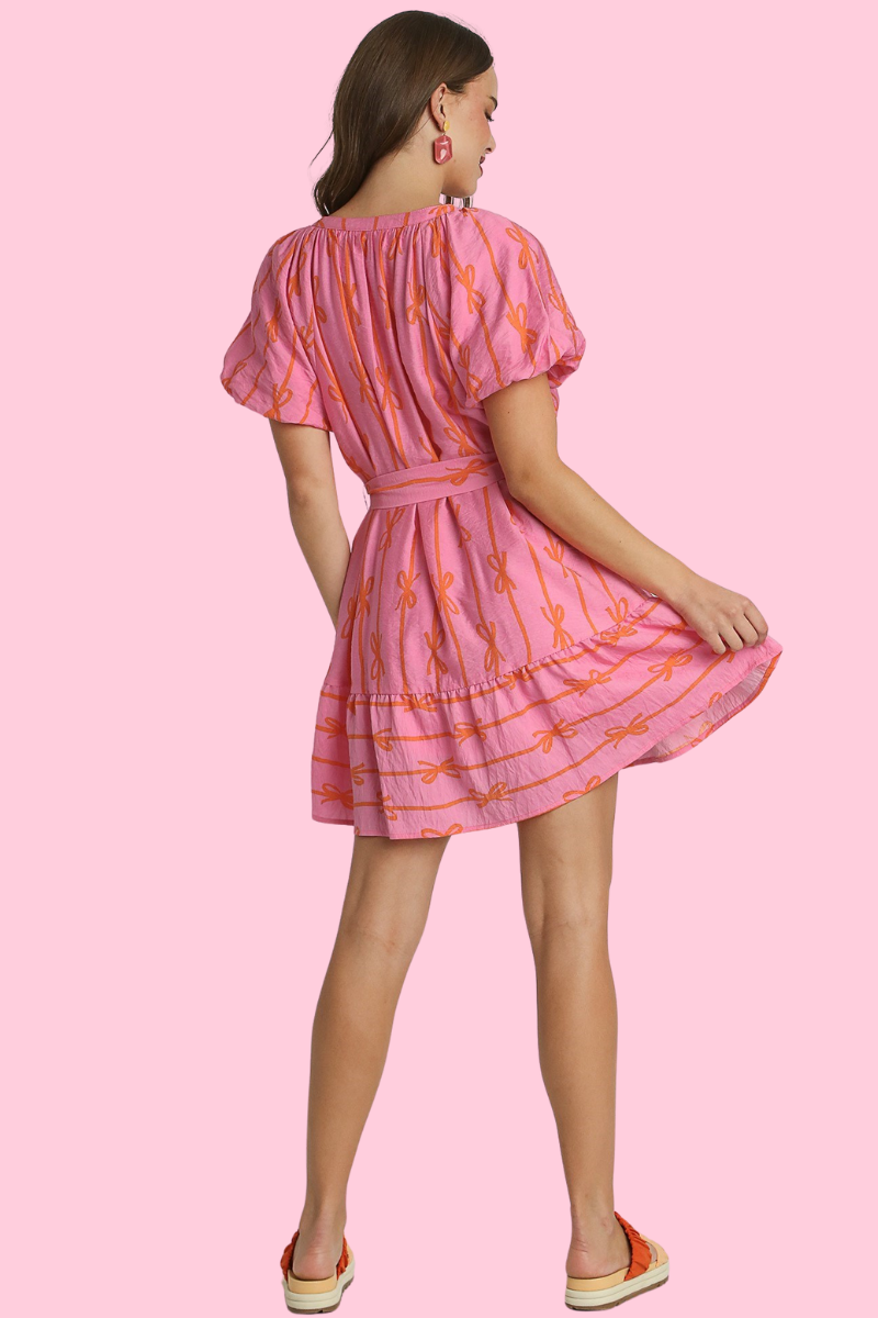 Coquette Bow Tie Dress in Pink