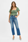 Day To Day Risen High-Rise Crop Straight Jeans - Med Denim