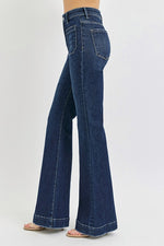 Watch Me Go Risen High Rise Flare Front Patch Pocket Jeans