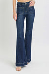 Watch Me Go Risen High Rise Flare Front Patch Pocket Jeans