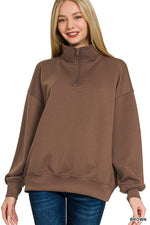 Running Errands Quarter Zip Pullover in Brown