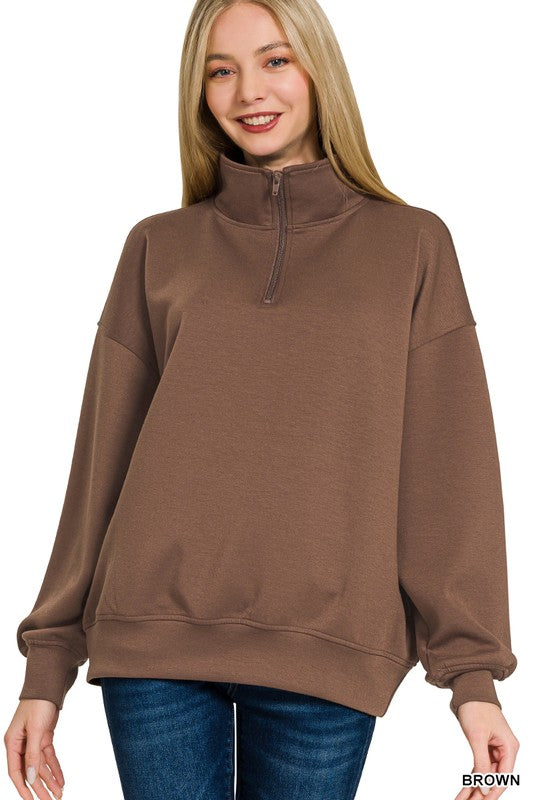 Running Errands Quarter Zip Pullover in Brown