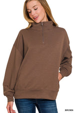 Running Errands Quarter Zip Pullover in Brown