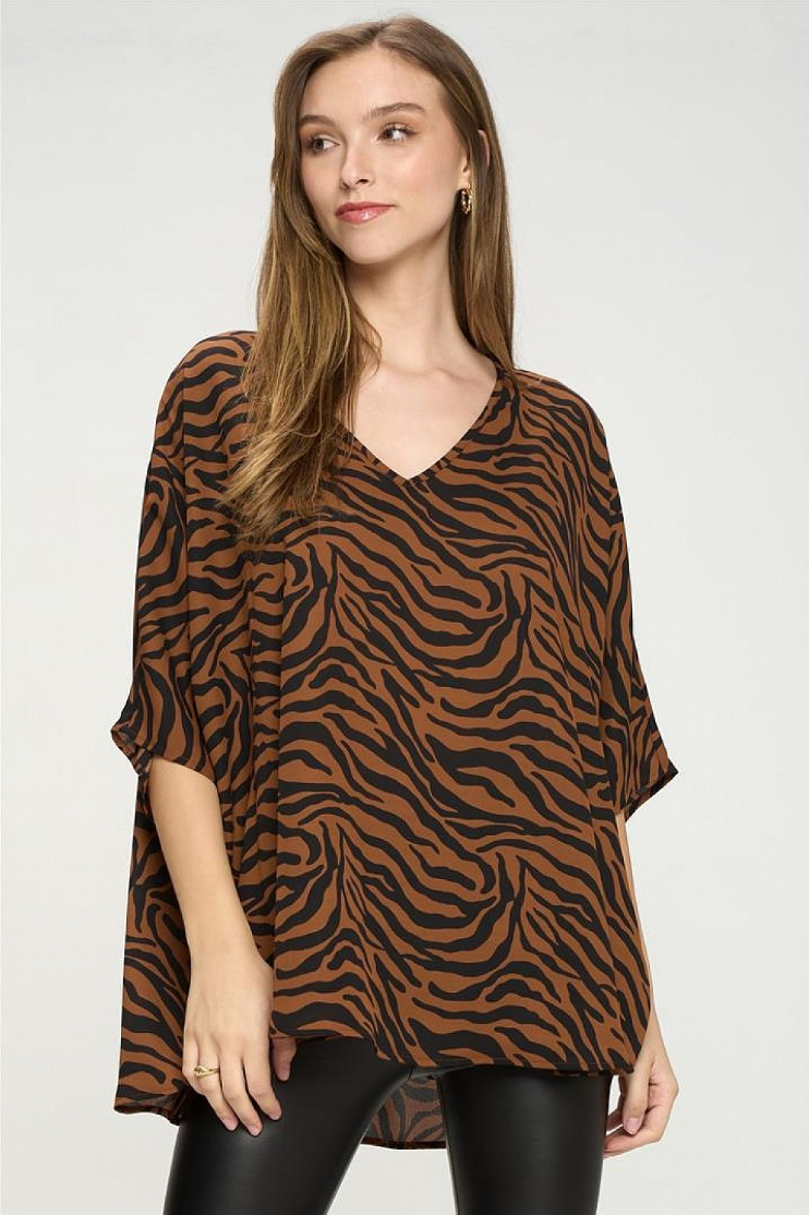 On The Prowl Top in Brown/Black