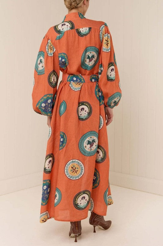 The Marigold Medallion Belted Maxi Dress