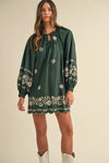 The Everly Embroidered Scallop Hem Dress
