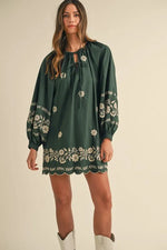 The Everly Embroidered Scallop Hem Dress
