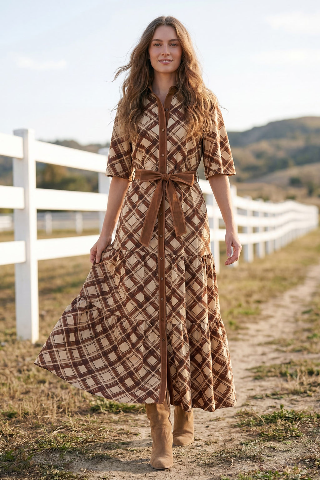 Early Autumn Plaid Maxi Dress – Alpha Blush Boutique
