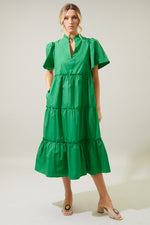 Seaside Chic Midi Dress in Kelly Green