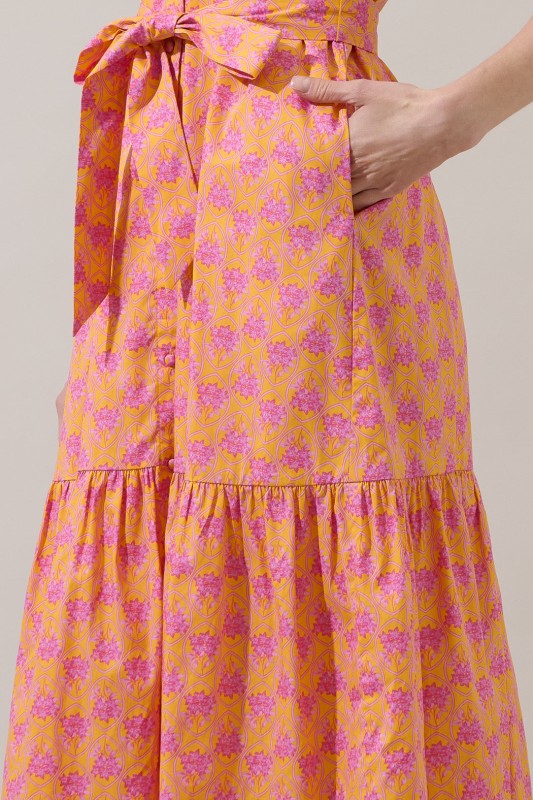 'lynette' cotton gauze floral print tiered midi dress reviews The Lynette Tiered Floral Midi Dress Alpha Blush Boutique
