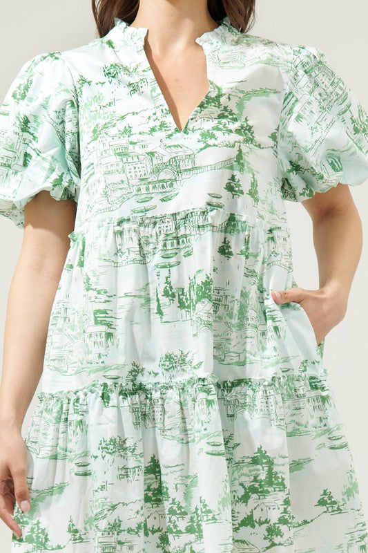 All In The Details Toile Dress in Green