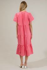 Seaside Chic Midi Dress in Pink