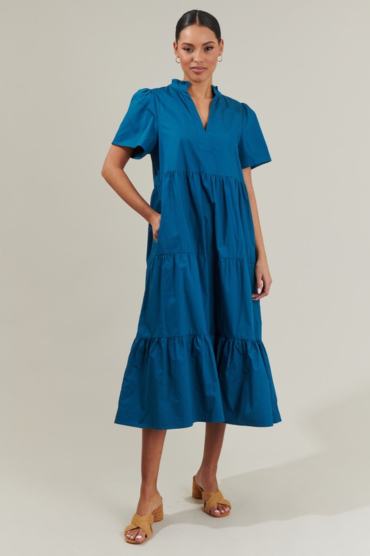 Seaside Chic Midi Dress in Blue