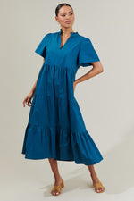 Seaside Chic Midi Dress in Blue