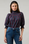 The Jace Plaid Smocked Top