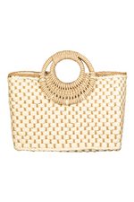 Beige Woven Straw Tote