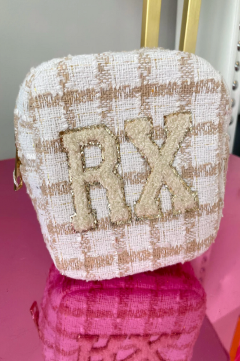 Travel Bag in Beige Plaid - "RX" Mini