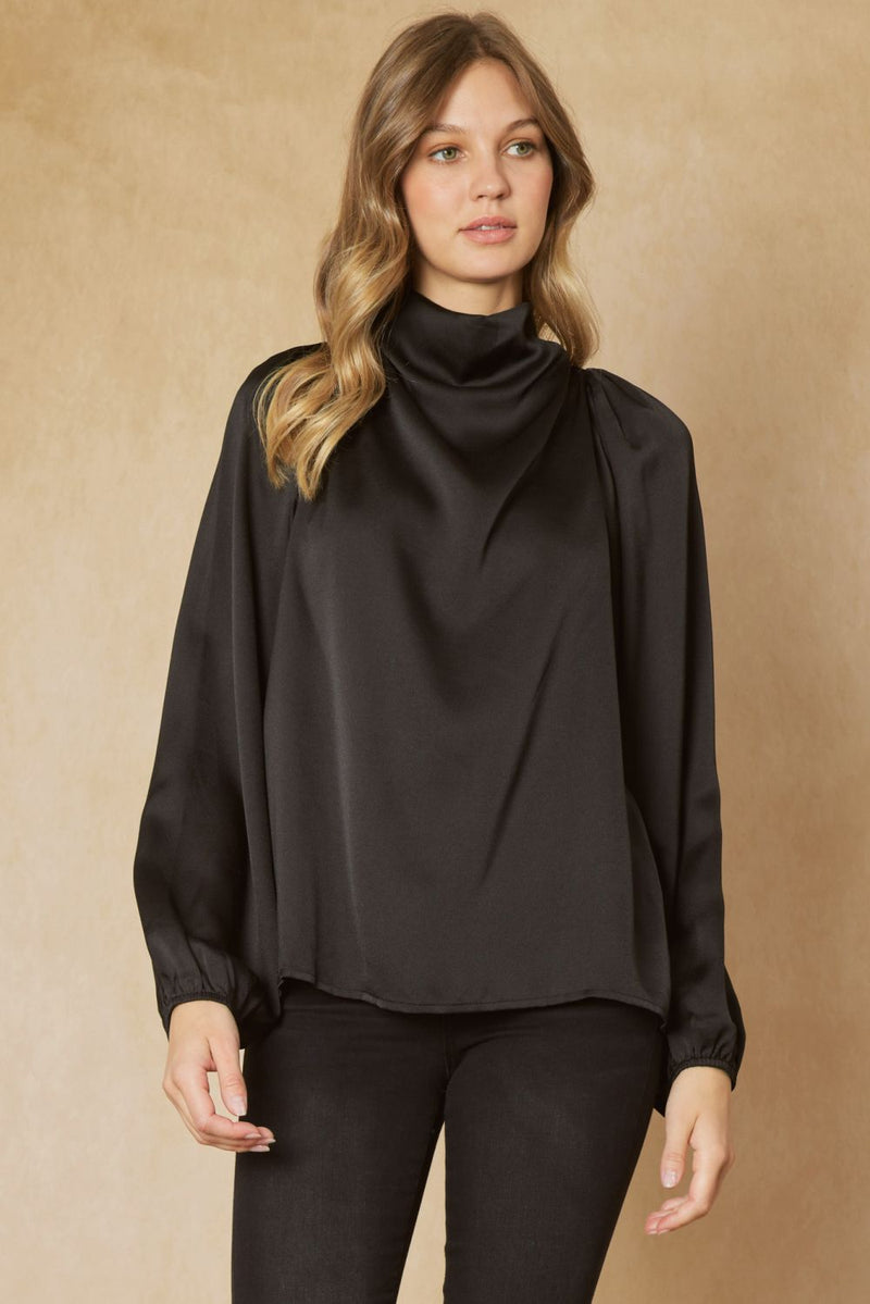 Keep It Classy Satin Top in Black