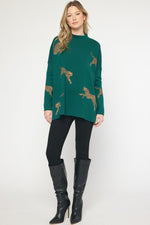 Leaping Leopards Sweater in Hunter Green