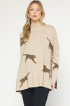 Leaping Leopards Sweater in Oatmeal