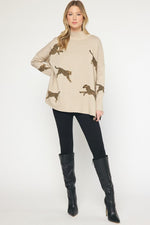 Leaping Leopards Sweater in Oatmeal