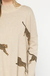 Leaping Leopards Sweater in Oatmeal