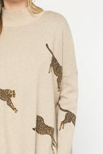 Leaping Leopards Sweater in Oatmeal