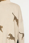 Leaping Leopards Sweater in Oatmeal